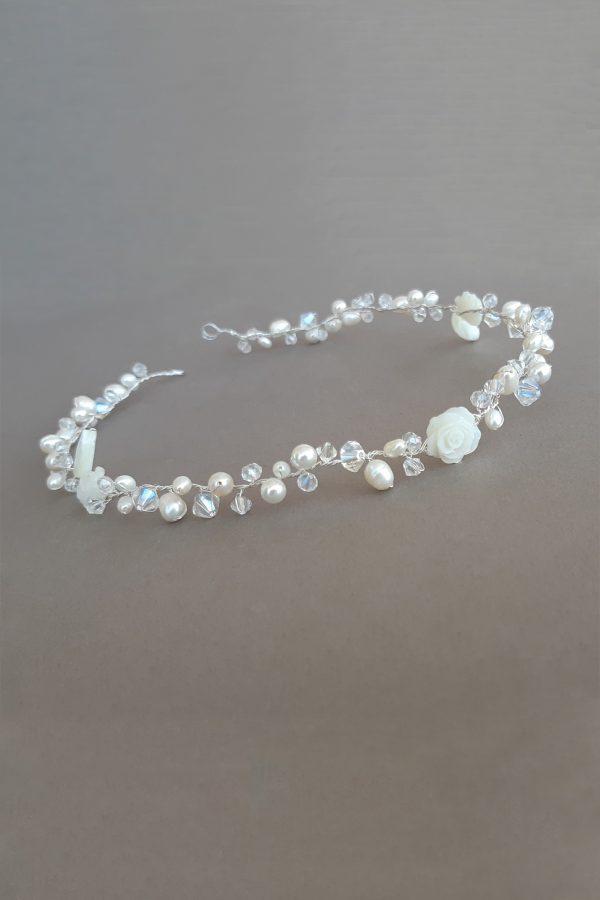 accesorii păr mireasa, bentita delicata mireasa, accesoriu romantic, accesoriu par nunta, cordeluta pentru mireasa