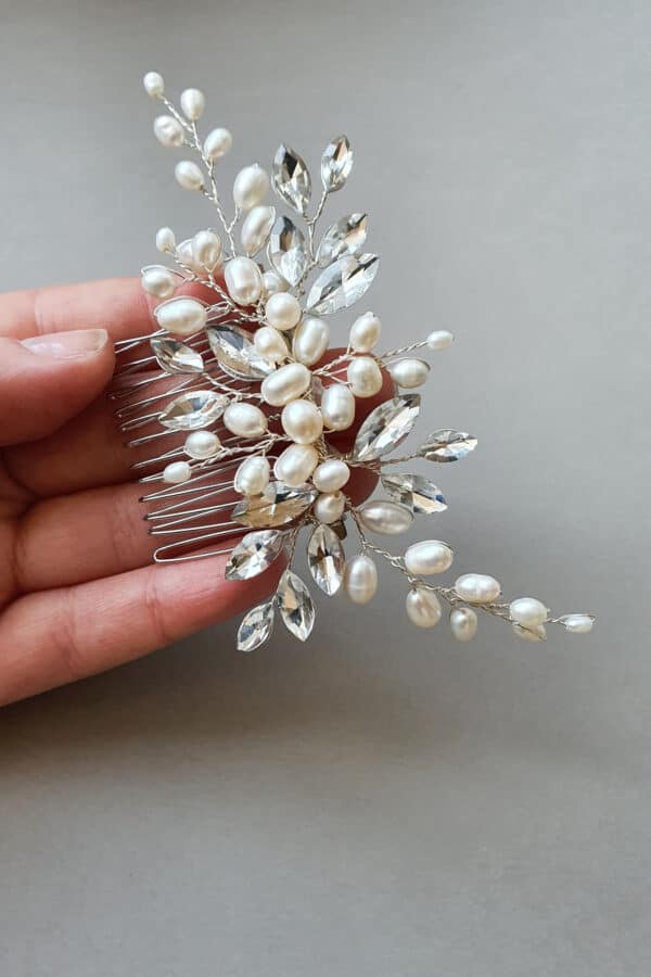 accesoriu mirese, pieptene cristale mirese, pieptene cristale roz, pieptene perle, pieptene perle roz