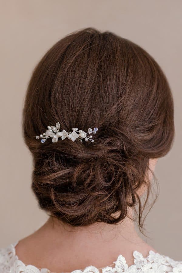accesoriu păr mirese, pieptene flori mireasa, accesoriu flori nunta, pieptan mireasa, coc mireasa