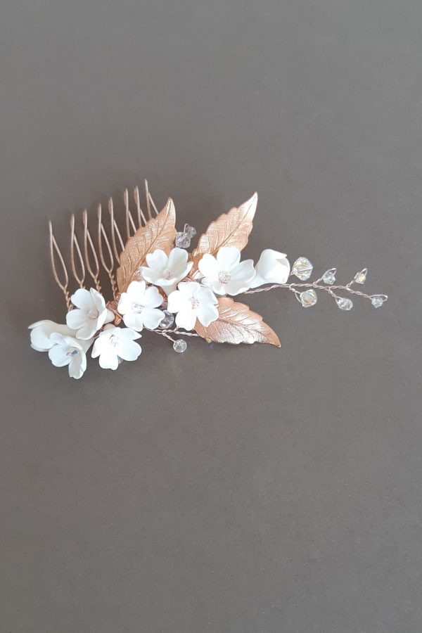 accesoriu păr mirese, accesoriu romantic, pieptene roz mireasa, coc spaniol, pieptene mirese