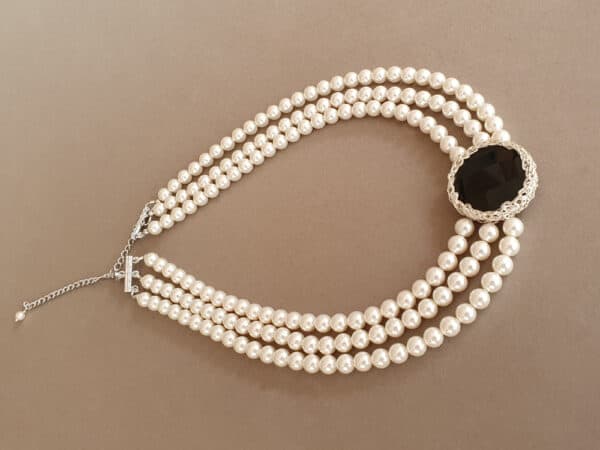 bijuterii perle mireasa, coliere statement, set bijuterii perle, bijuterii onix negru, colier perle