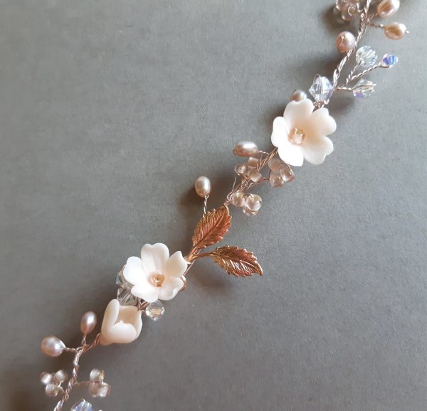 accesorii păr mireasa, bentita delicata mireasa, accesoriu romantic, accesoriu par nunta, cordeluta pentru mireasa