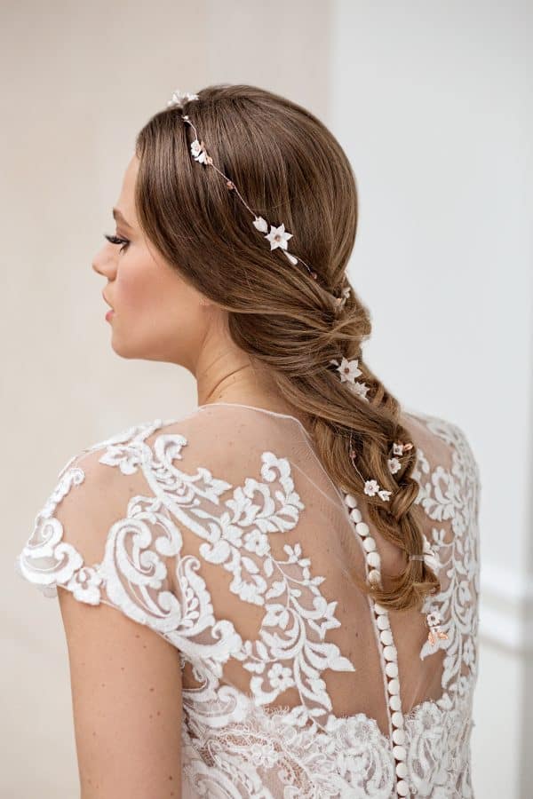 accesorii păr mireasa, bentita flori mireasa, cordeluta flori mireasa, accesoriu romantic, accesoriu par nunta