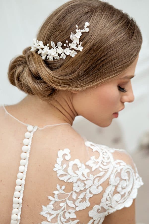 accesorii păr mireasa, pieptene romantic, pieptene flori mireasa, accesoriu par nunta, accesorii par coc