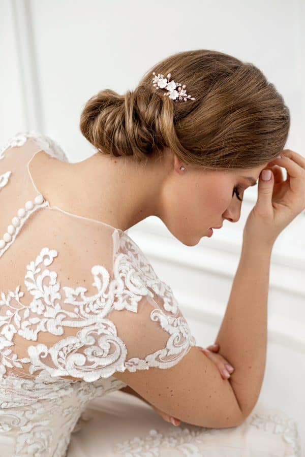 accesoriu păr mirese, pieptene flori mireasa, accesoriu flori nunta, pieptan mireasa, accesoriu cu perle pentru par