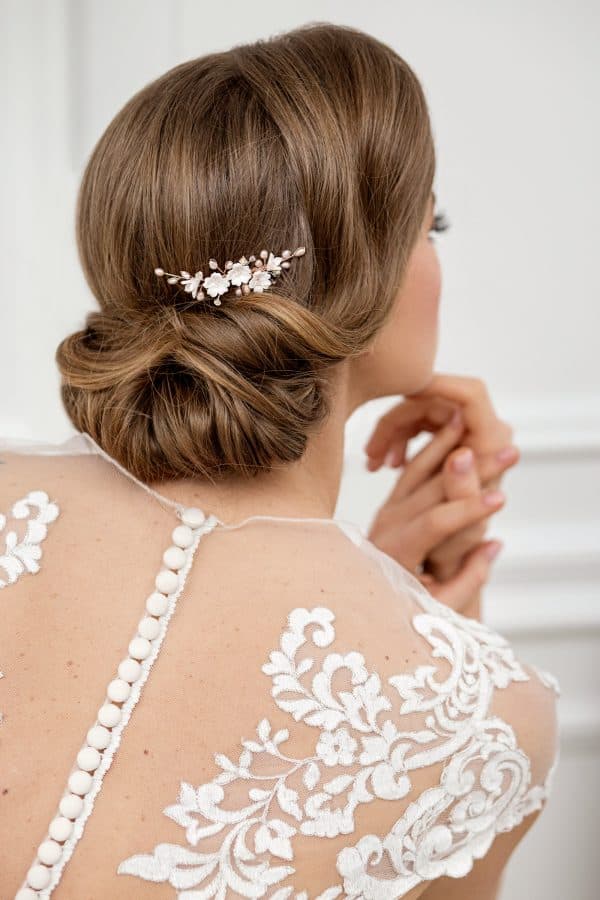 accesoriu păr mirese, pieptene flori mireasa, accesoriu flori nunta, pieptan mireasa, accesoriu cu perle pentru par