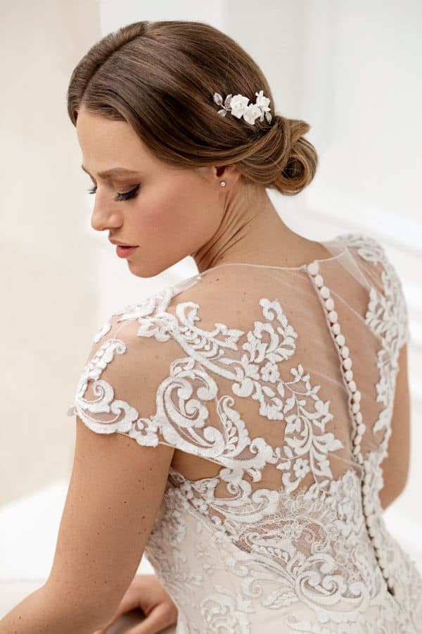 Accesoriu mirese, pieptan mirese, pieptene mireasa, pieptene flori albe, accesoriu flori nunta