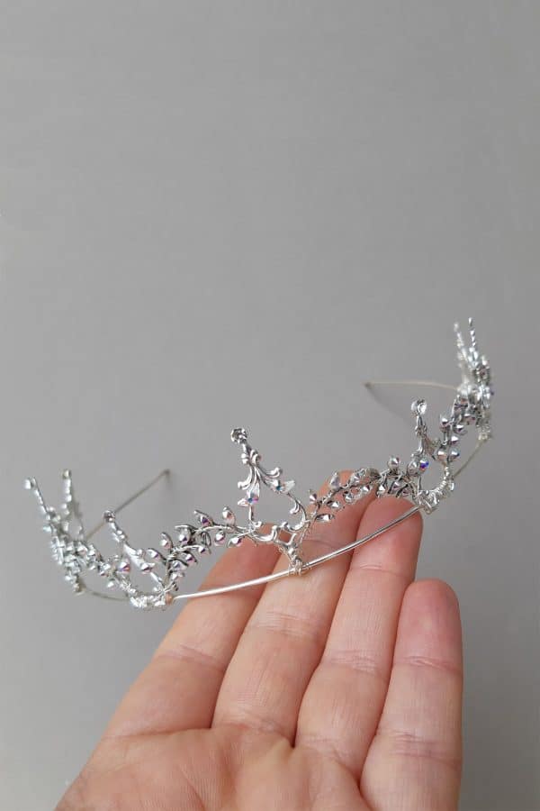 tiara mireasa, diadema argintie, accesorii de par pentru mirese, coronita pentru mireasa, tiara vintage