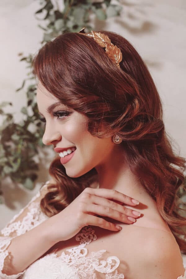 cordeluta aurie, cordelută grecească, accesorii par mireasa, accesorii de par mireasa, accesorii par mireasa handmade