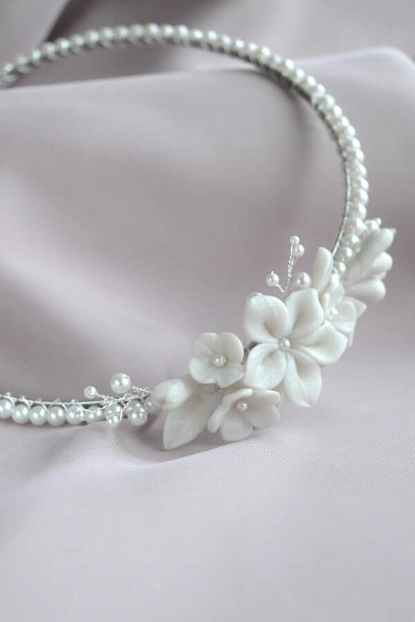 accesorii par perle, bentita perle mireasa, cordeluta cu perle pentru mireasa, cordeluța cu perle Swarovski, accesorii par mireasa