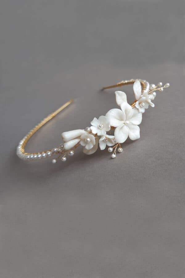 accesorii par perle, bentita perle mireasa, cordeluta cu perle pentru mireasa, cordeluța cu perle Swarovski, accesorii par mireasa